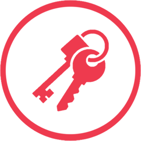 Red keys icon in a red circle