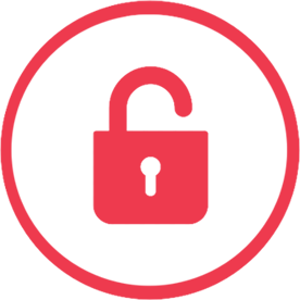 Red padlock icon in a red circle